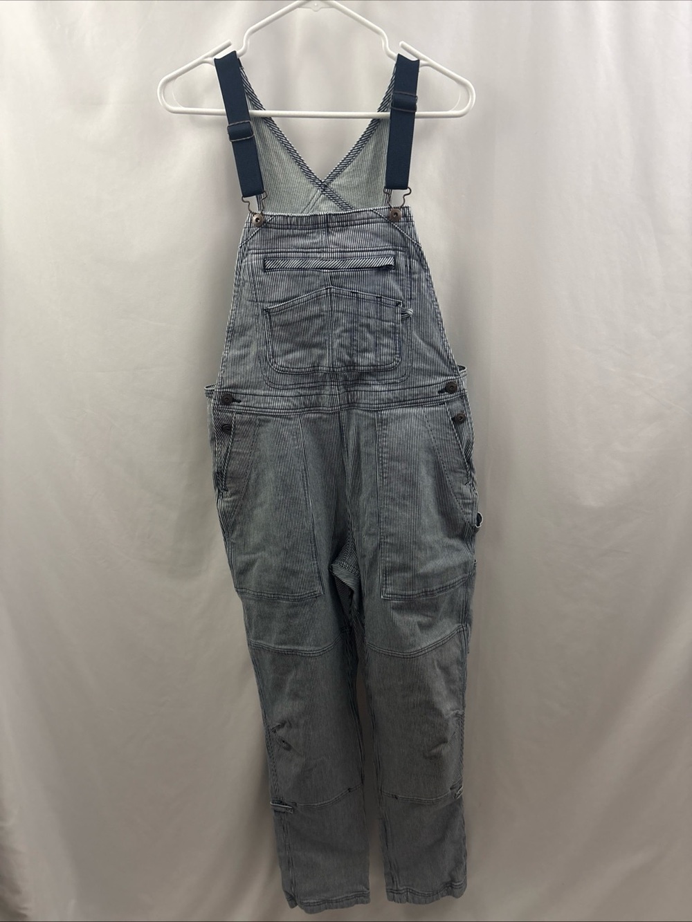 Duluth Trading Women's Hickory Blue White Striped Bib Overalls Sx31 Gardening - Picture 3 of 13